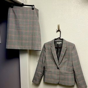 Plaid skirt suit set